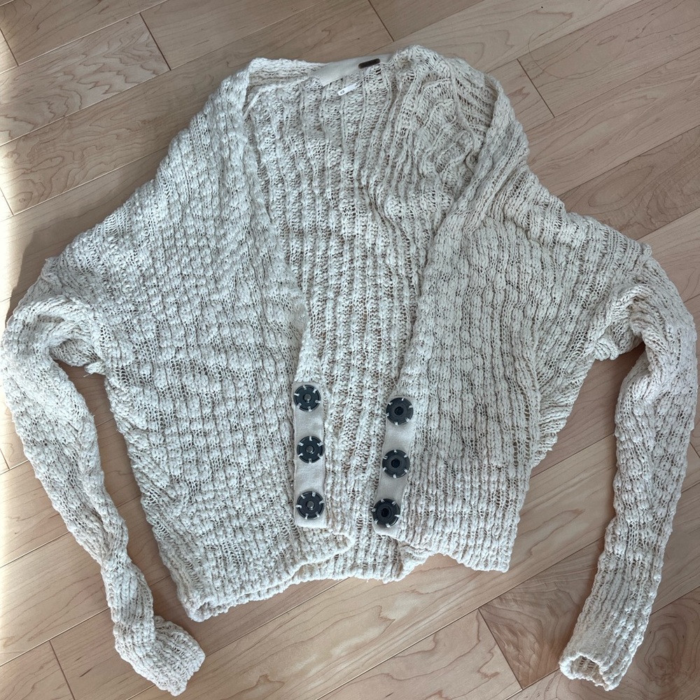 Free people cream cable knit cardigan